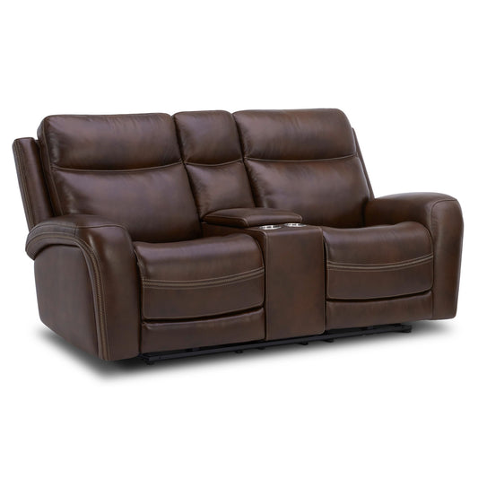 Blair - Loveseat With Console P2 & ZG - Cognac - Hornell Furniture Outlet