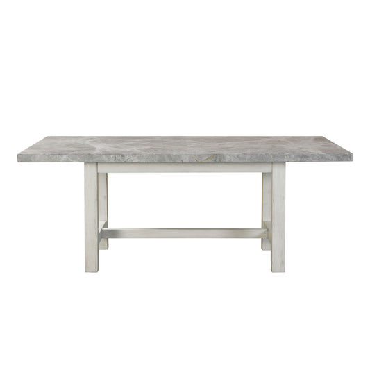 Canova - Gray Marble Top Dining - White - Hornell Furniture Outlet