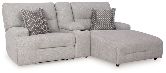 Acklen Place - Pewter - 4 Pc. - 3 - Piece Power Reclining Sectional Sofa With Raf Chaise, Wide Seat Power Recliner - Hornell Furniture Outlet