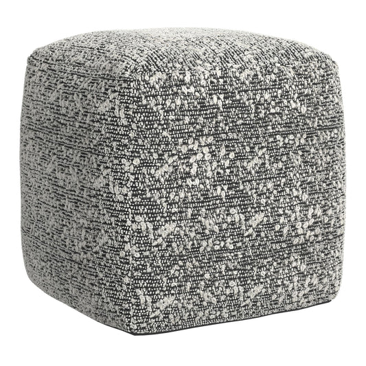 Nahara - Boucle Woven Square Pouf - Black - Hornell Furniture Outlet