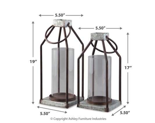 Diedrick - Gray / Black - Lantern Set (Set of 2) - Hornell Furniture Outlet