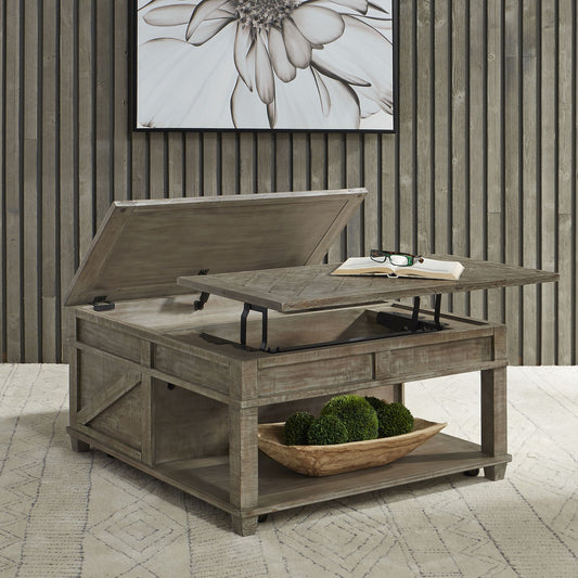Parkland Falls - Square Lift Top Cocktail Table - Light Brown - Hornell Furniture Outlet