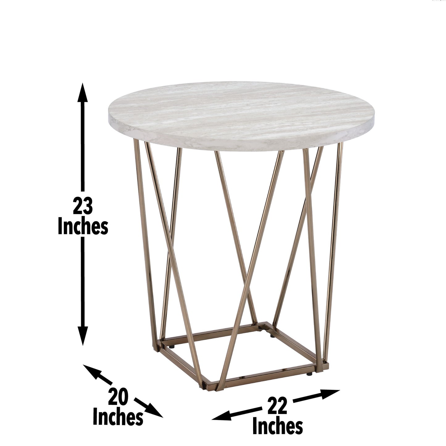 Rowyn - Faux Marble Top End Table - Gray - Hornell Furniture Outlet