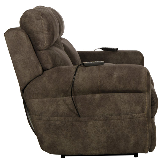 Tranquility - Power Headrest Power Lay Flat Reclining Cons Loveseat With CR3 Heat / Massage / Lumbar - Pewter - Hornell Furniture Outlet