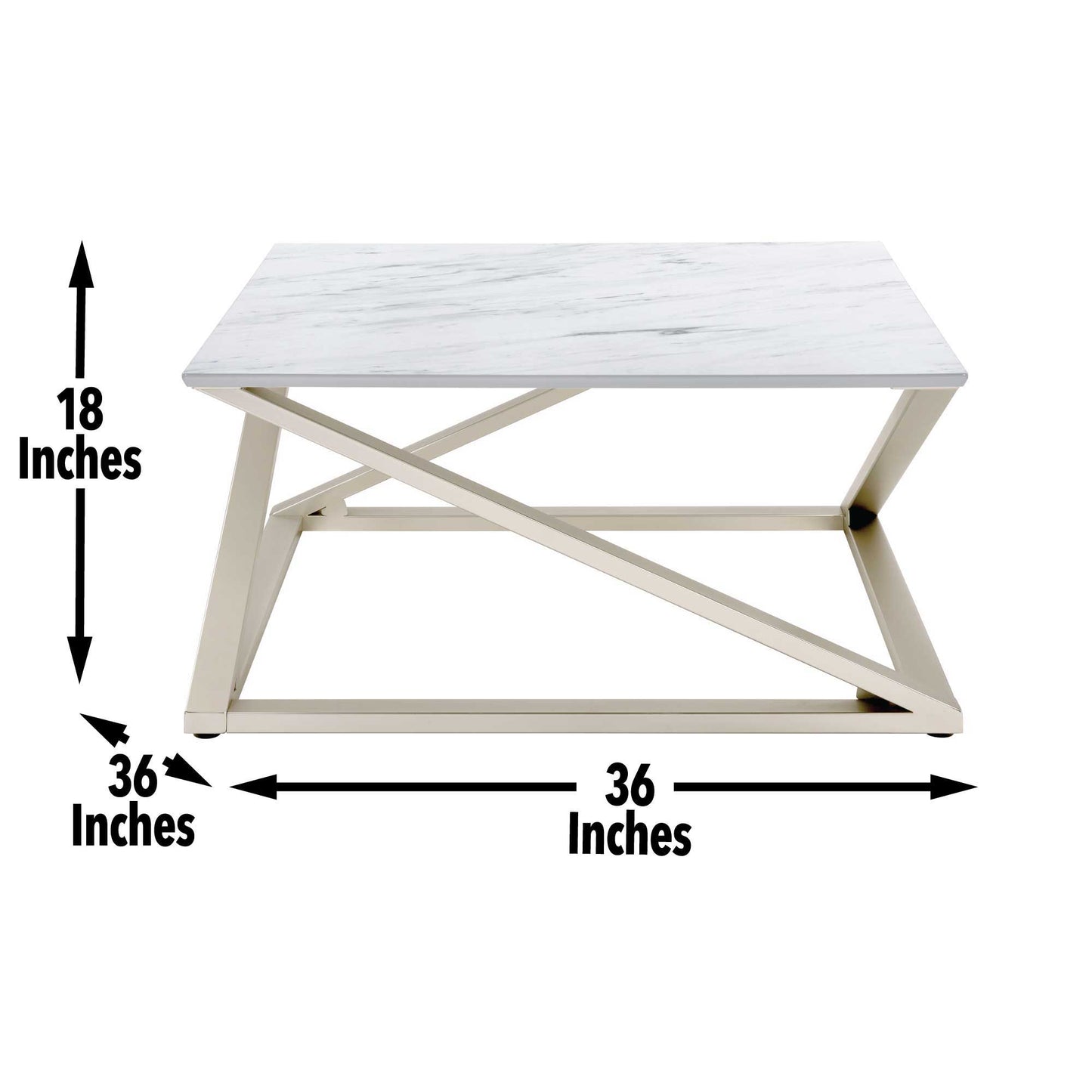 Zurich - Faux White Marble Top Coffee Table - White - Hornell Furniture Outlet