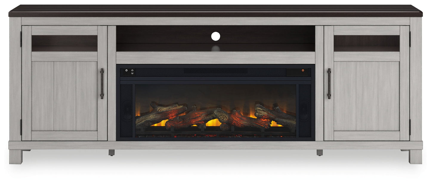 Darborn - Gray / Brown - 88" TV Stand With Electric Infrared Fireplace Insert - Hornell Furniture Outlet