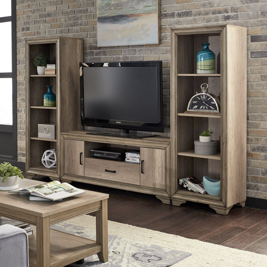 Sun Valley - Entertainment Center With Piers - Light Brown - Hornell Furniture Outlet