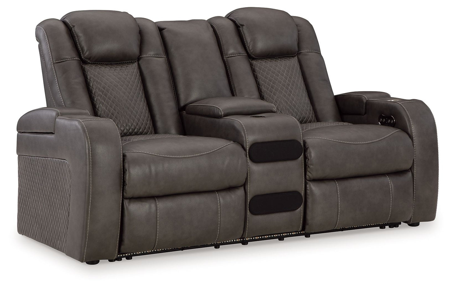 Fyne - dyme - Power Reclining Loveseat With Console/Adj Hdrst - Hornell Furniture Outlet