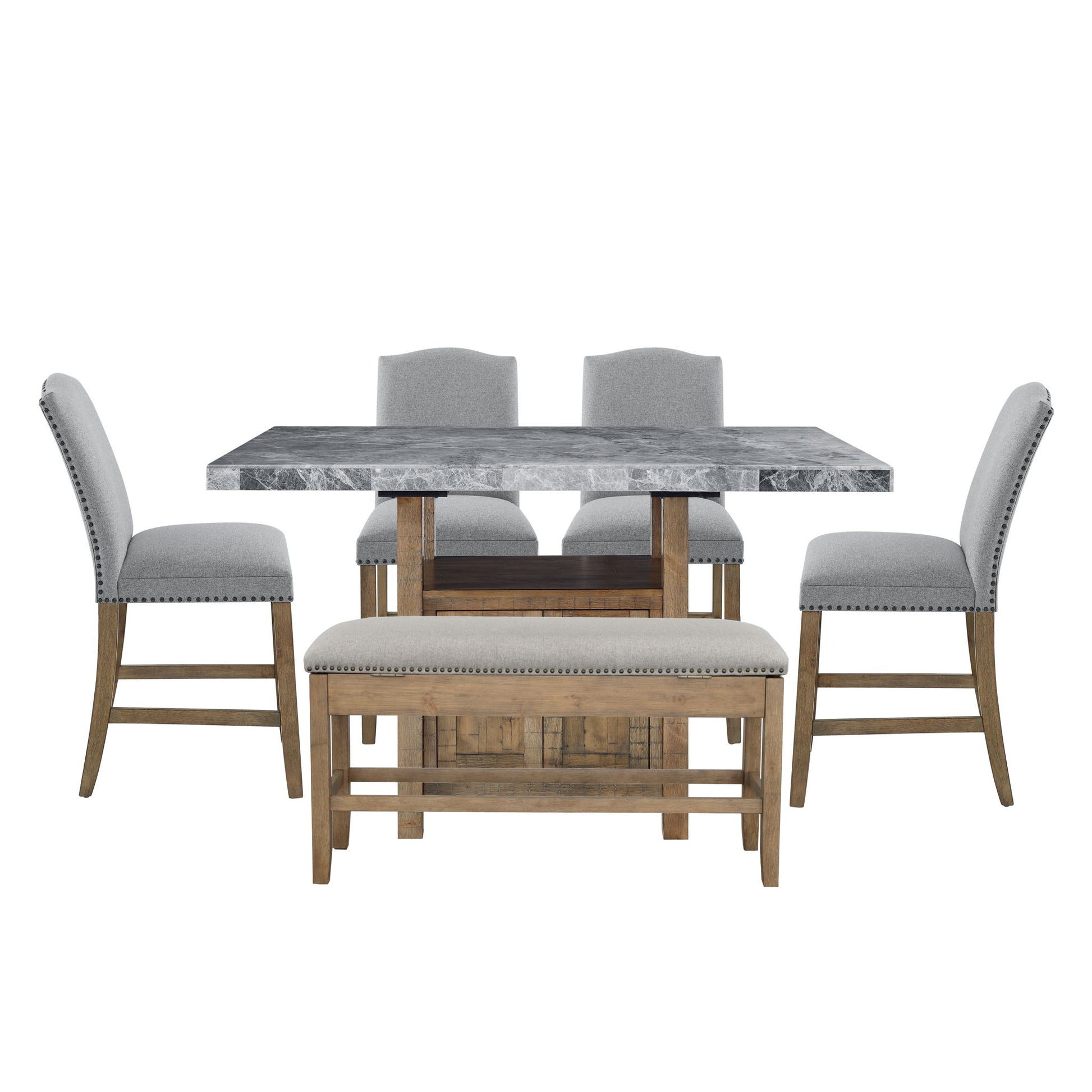 Grayson - Counter Dining Set - Distressed Wood Base - Hornell Furniture Outlet