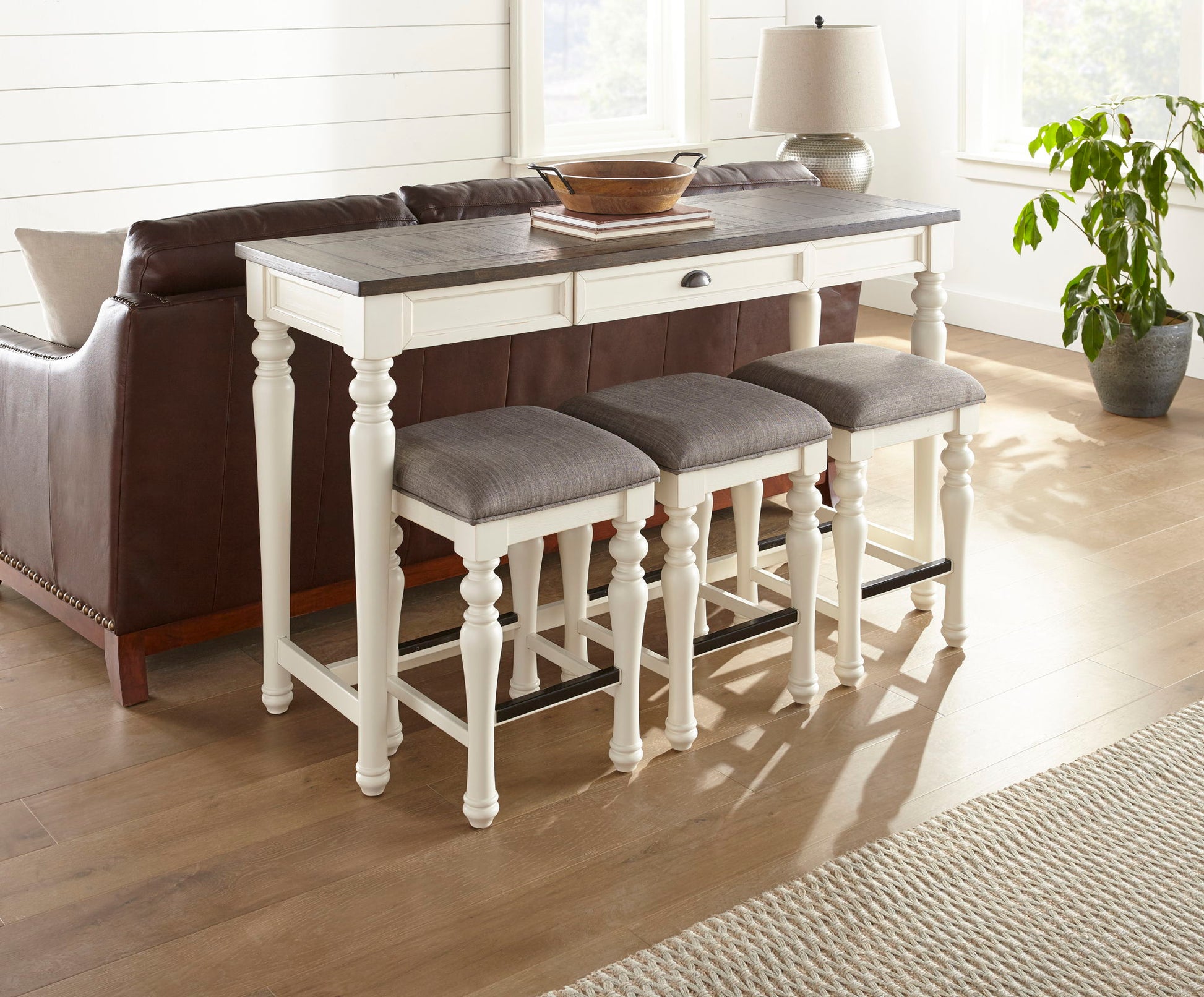 Joanna - 4 Piece Bar Set - White - Hornell Furniture Outlet