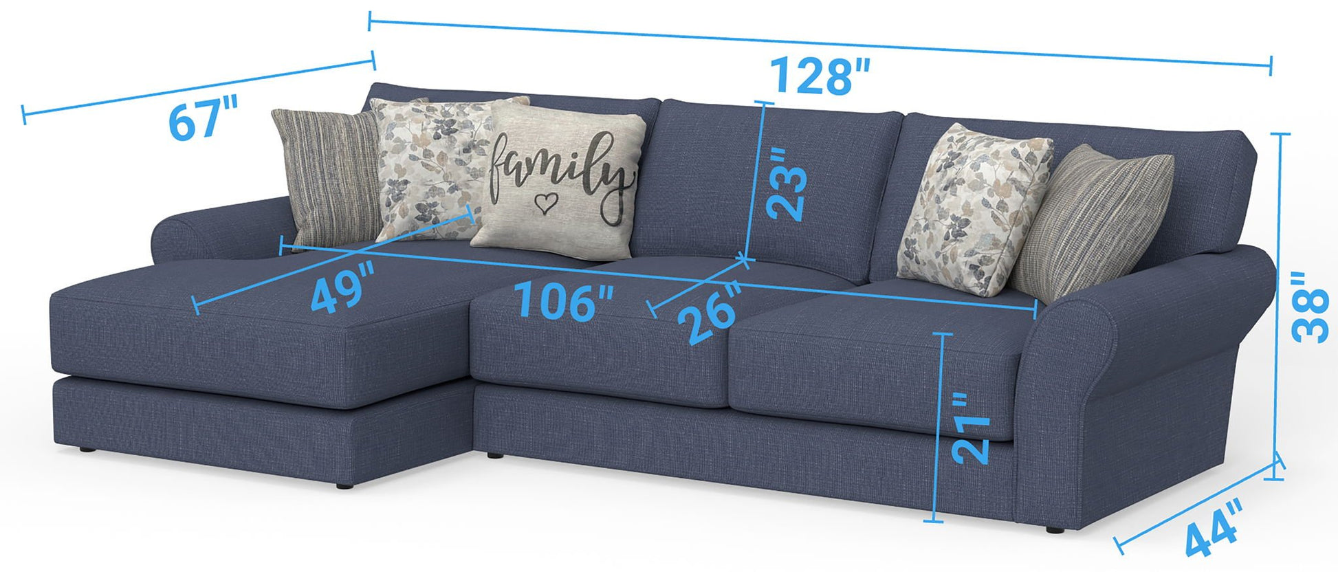 Cape May - Sofa Chaise With Comfort Coil Seating And 5 Accent Pillows Included - Hornell Furniture Outlet