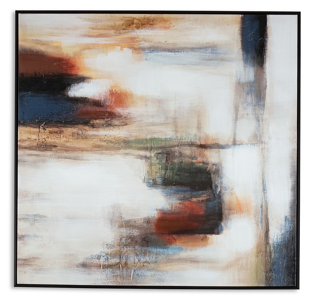 Pigeonford - White / Teal / Gold - Wall Art - Hornell Furniture Outlet