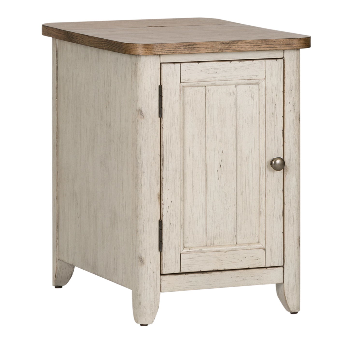 Farmhouse Reimagined - Door Chair Side Table With Charging Station - White - Hornell Furniture Outlet