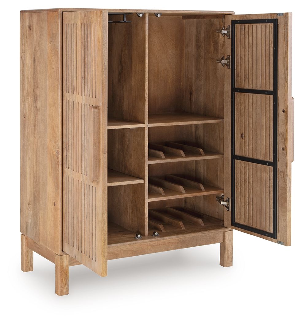 Pellamour - Natural Brown - Bar Cabinet - Hornell Furniture Outlet