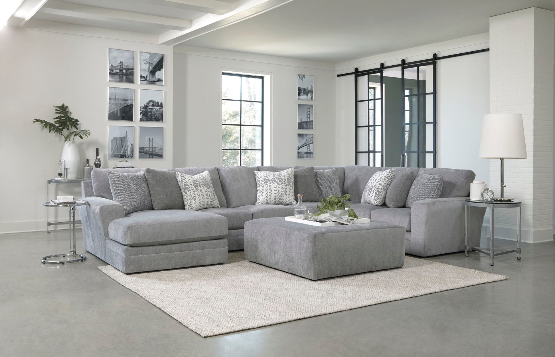 Glacier - Sectional With Cocktail Ottoman - Hornell Furniture Outlet