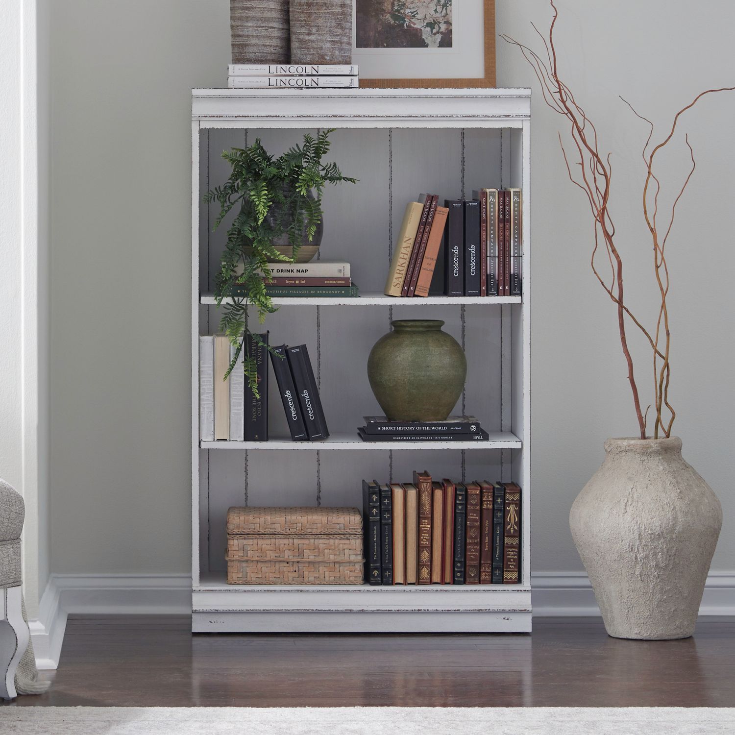 Magnolia Manor - 48" Bookcase (RTA) - White - Hornell Furniture Outlet