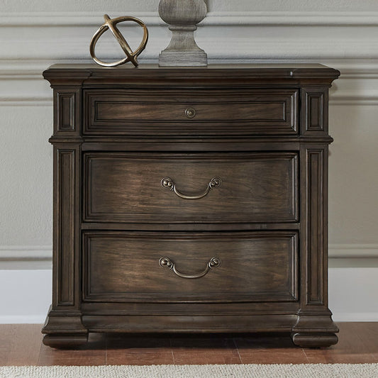 Provence Park - Bedside Chest With Charging Station - Brown - Hornell Furniture Outlet