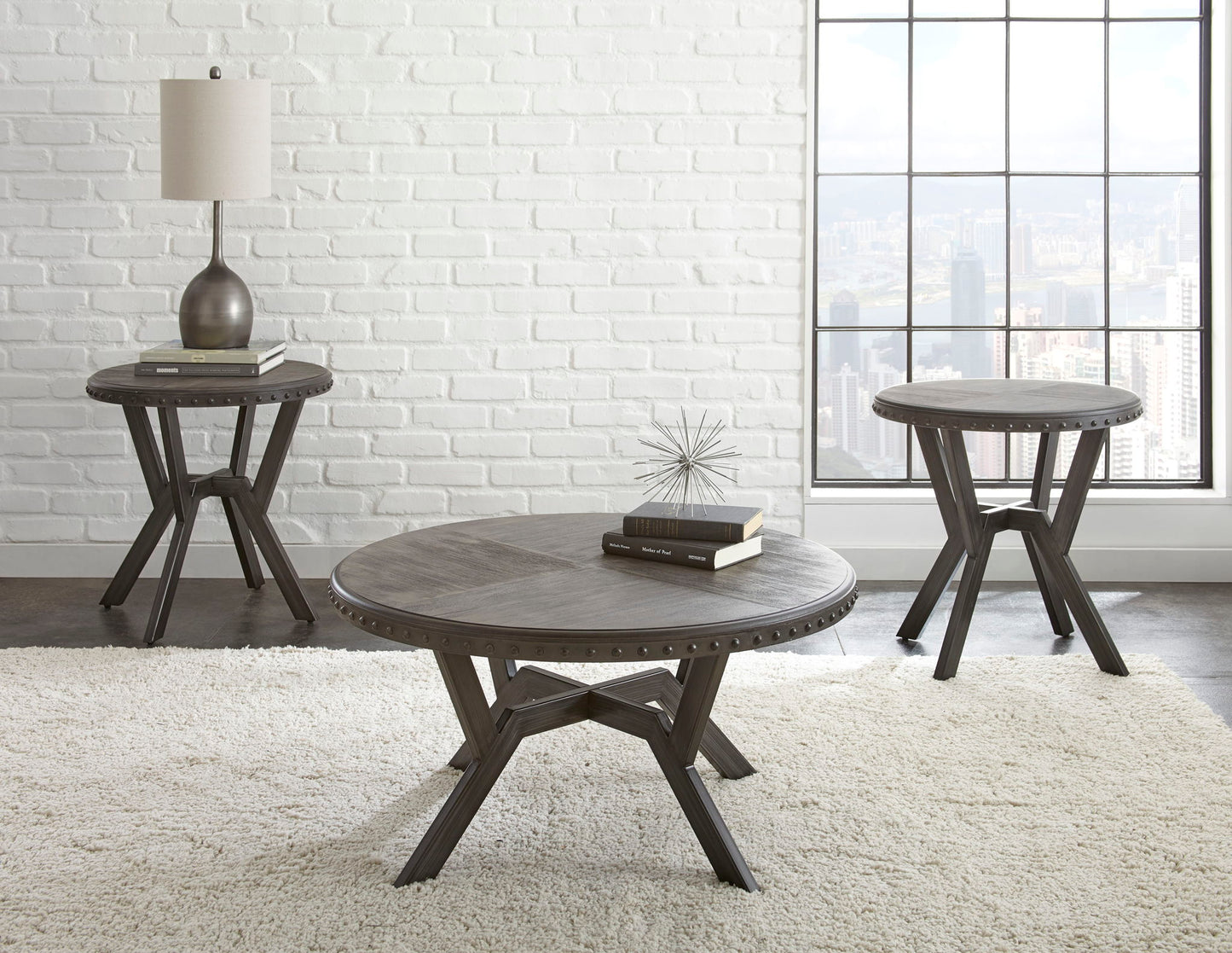Alamo - Round Cocktail Table - Gray - Hornell Furniture Outlet