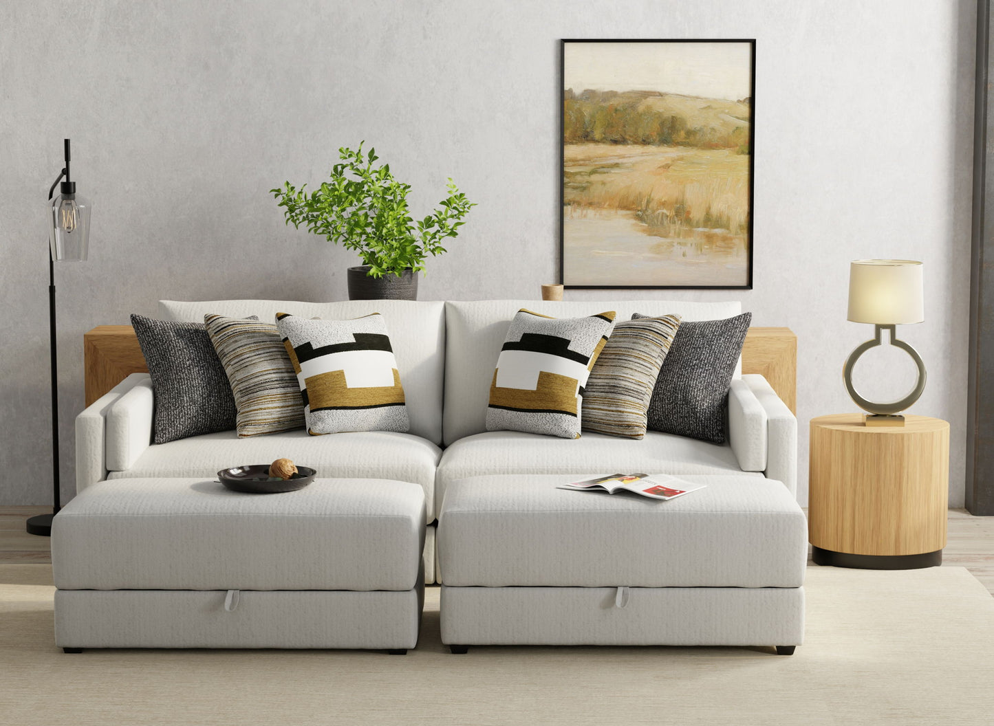 Trevor - Extra Deep Oversized Sofa With Included Storage Cocktail Ottoman - Hornell Furniture Outlet
