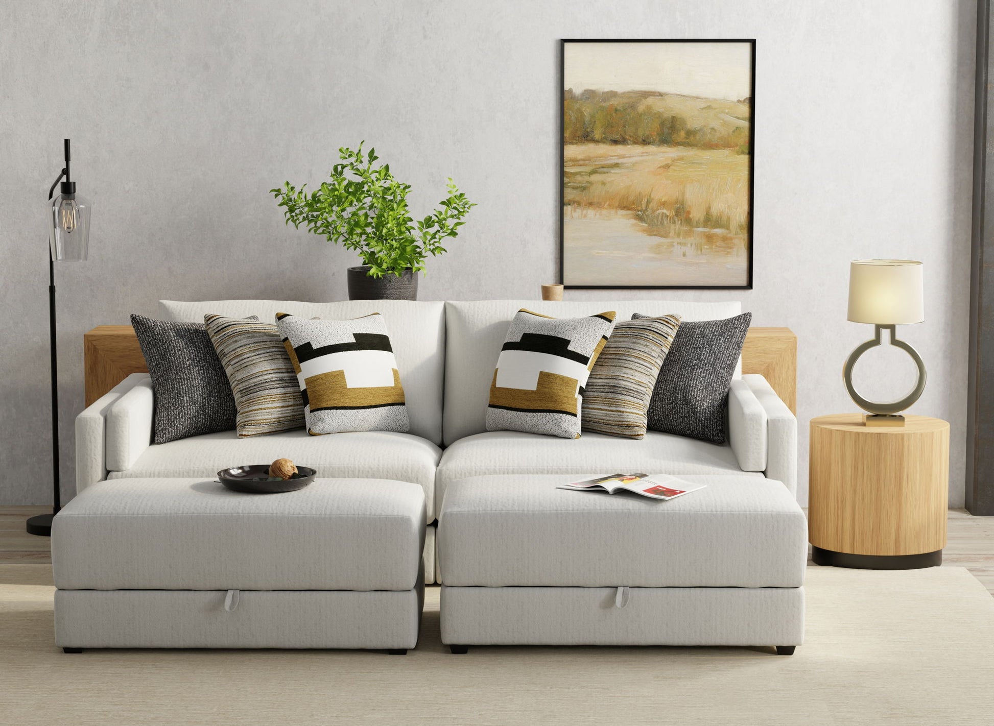 Trevor - Extra Deep Oversized Sofa With Included Storage Cocktail Ottoman - Hornell Furniture Outlet