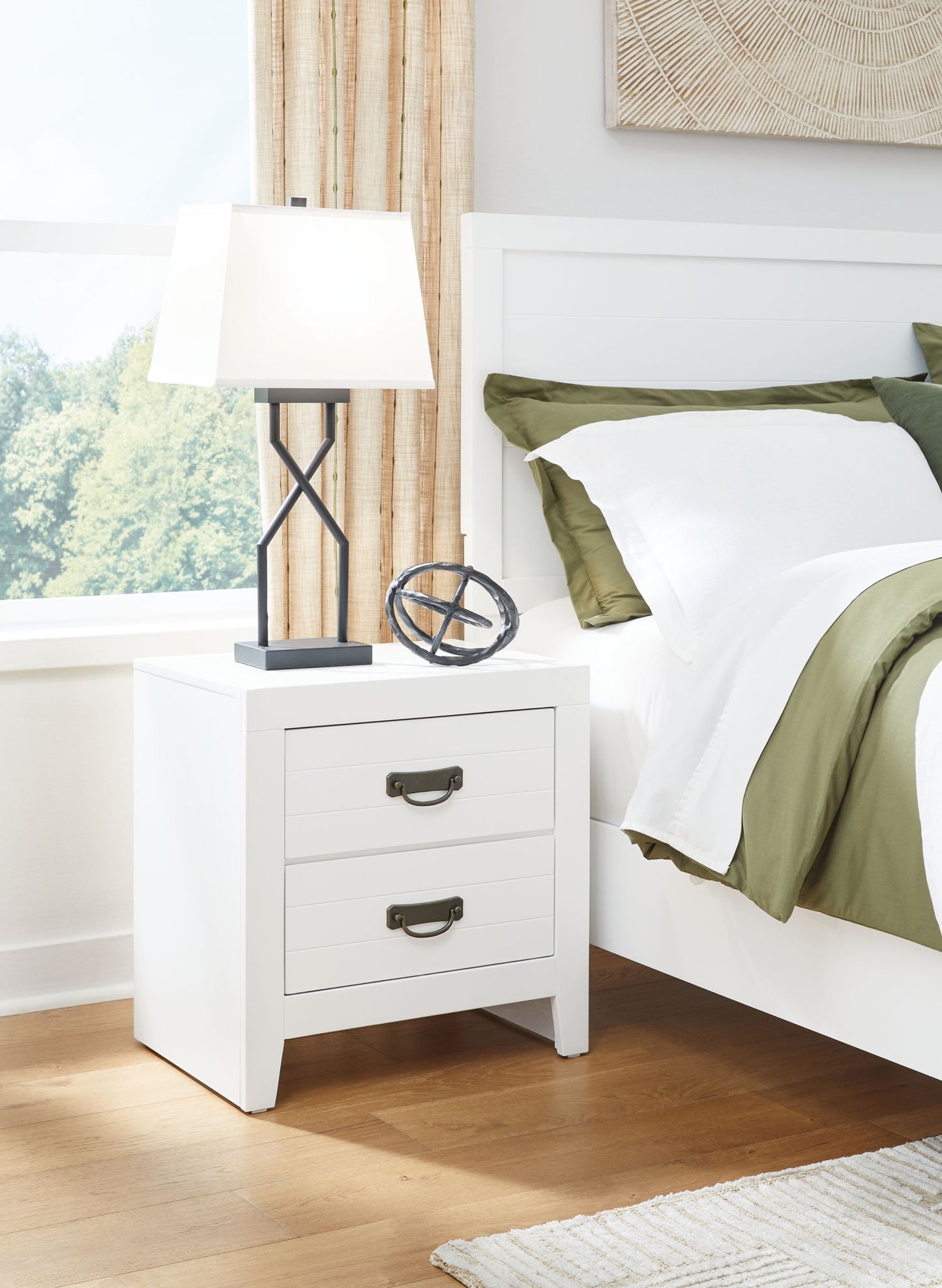 Binterglen - White - Two Drawer Night Stand - Hornell Furniture Outlet