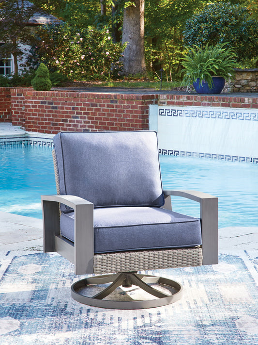 Half Moon Beach - Swivel Lounge With Cushion - Blue / Gray - Hornell Furniture Outlet