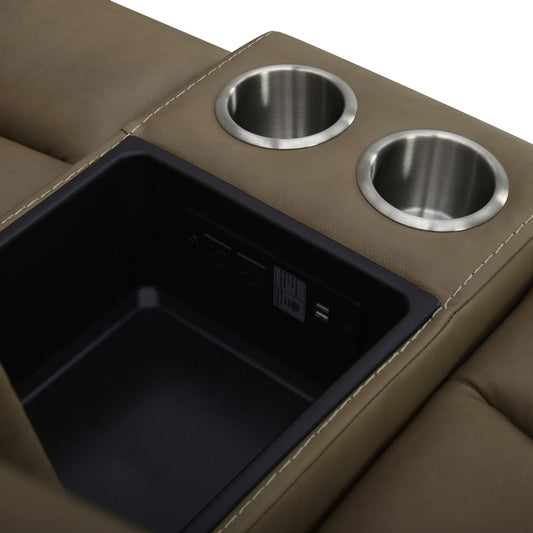 Bennett - Loveseat With Console P2 & ZG - Butternut - Butternut Leather - Hornell Furniture Outlet