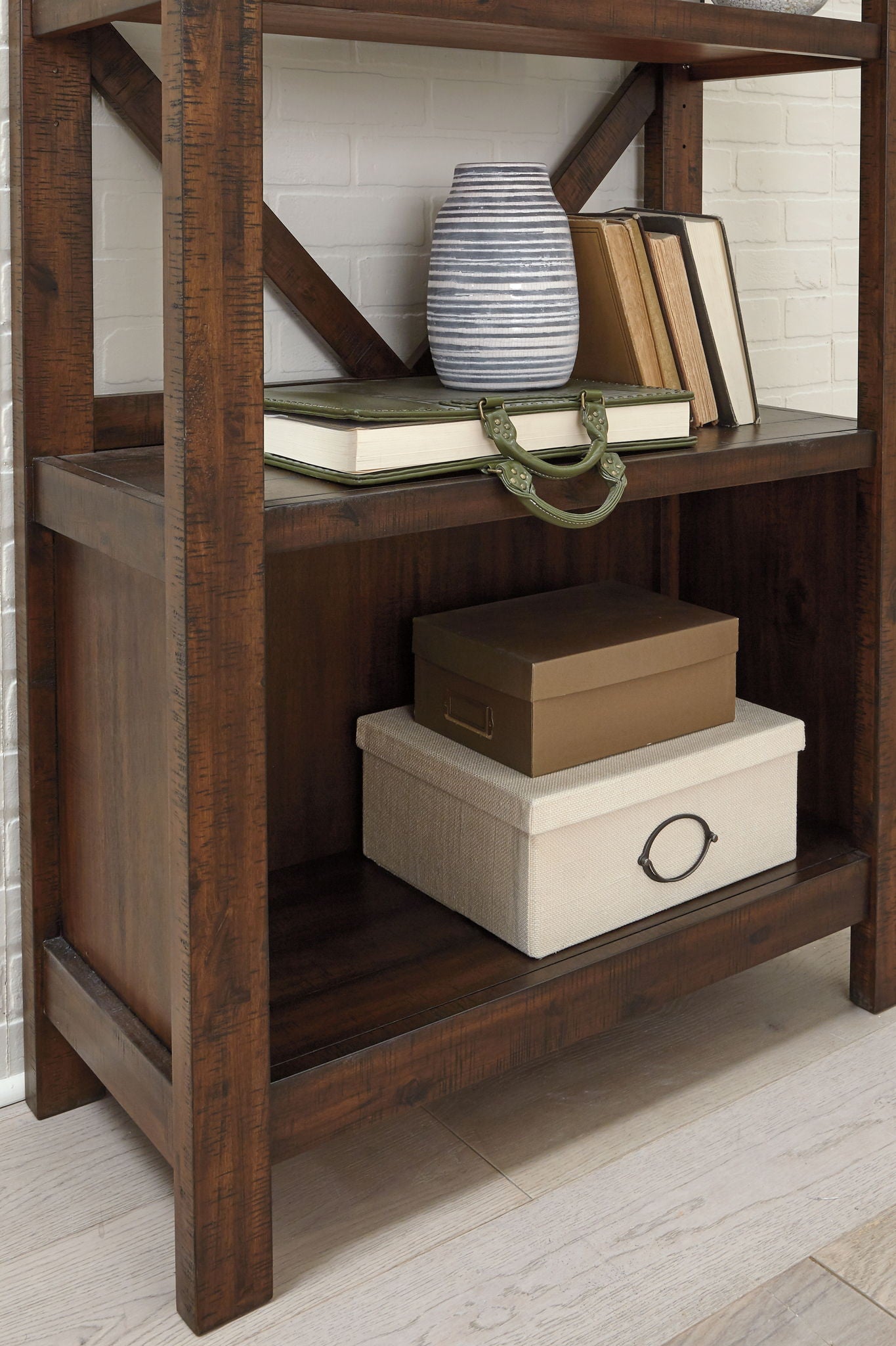 Baldridge - Rustic Brown - Large Bookcase - Hornell Furniture Outlet