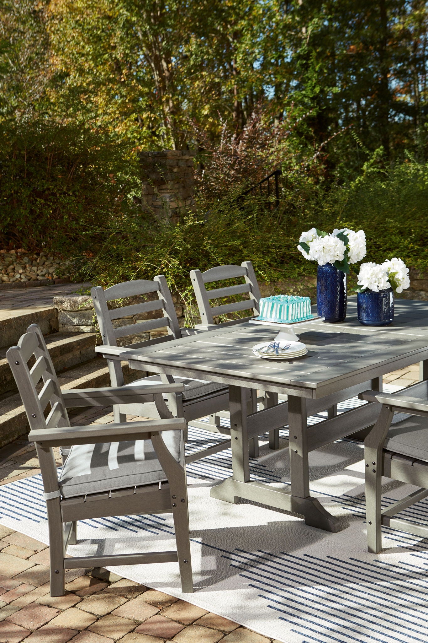Visola - Gray - 7 Pc. - Dining Set with 6 Chairs - Hornell Furniture Outlet