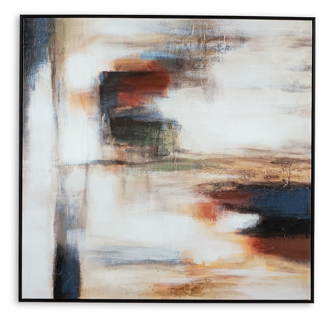 Pigeonford - White / Teal / Gold - Wall Art - Hornell Furniture Outlet