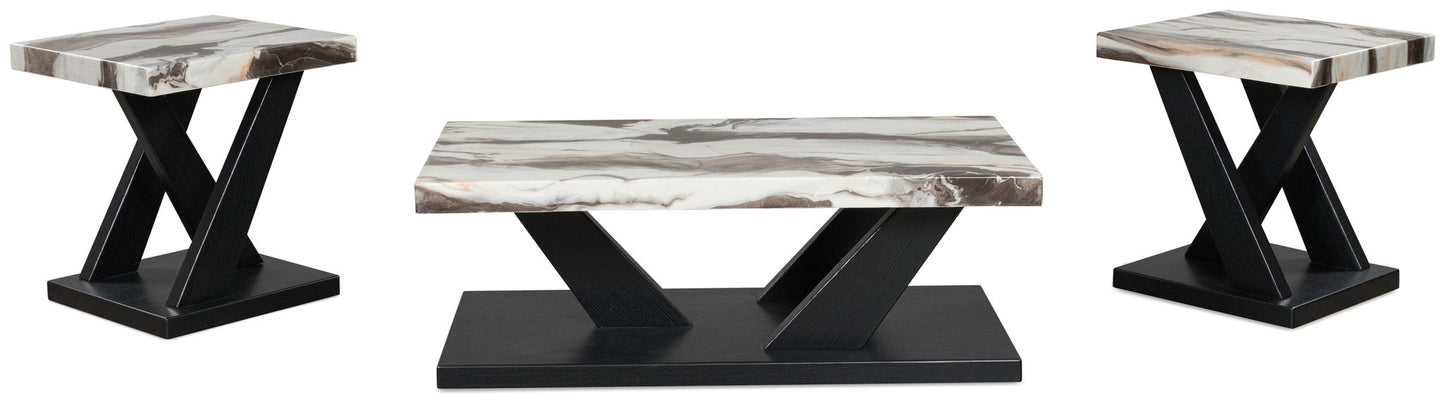 Cendill - Dark Brown / White / Black - Occasional Table Set (Set of 3) - Hornell Furniture Outlet