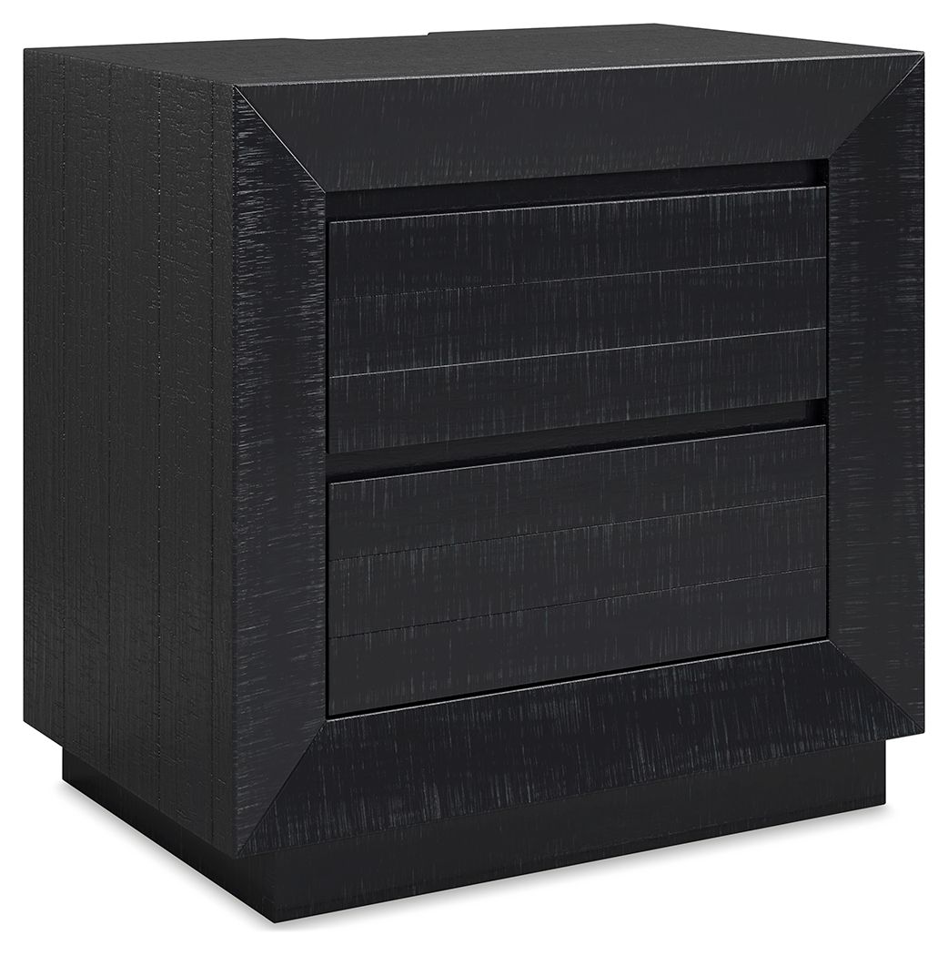 Londer - Black - Two Drawer Night Stand - Hornell Furniture Outlet