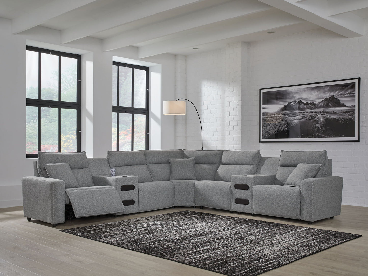 ModMax II - Salt And Pepper - Reclining Sectional - Hornell Furniture Outlet