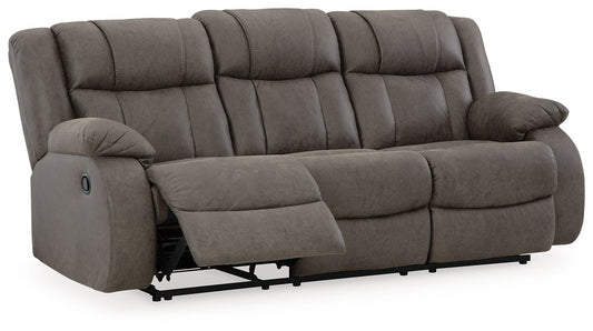 First Base - Gunmetal - Reclining Sofa - Hornell Furniture Outlet
