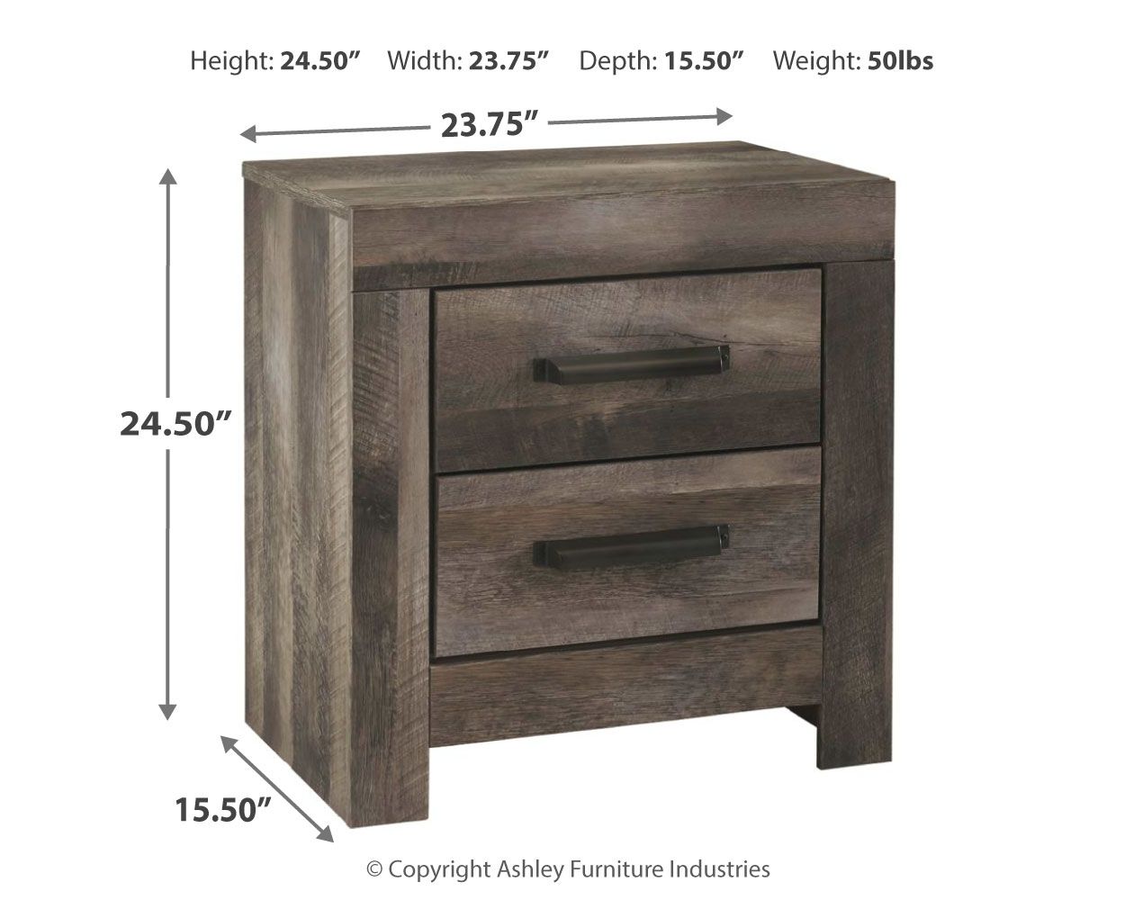 Wynnlow - Gray - Two Drawer Night Stand - Hornell Furniture Outlet