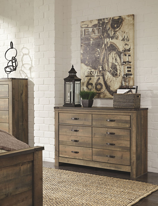Trinell - Brown Dark - Six Drawer Dresser - 61.34" x 15.98" x 42.99" - Hornell Furniture Outlet