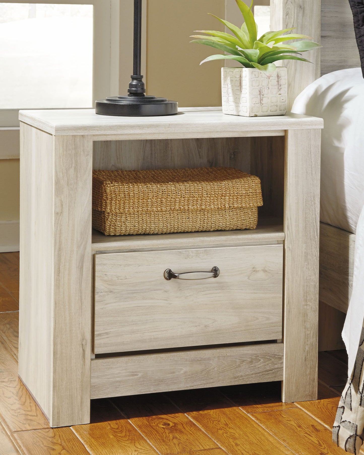 Bellaby - Whitewash - One Drawer Night Stand - Hornell Furniture Outlet