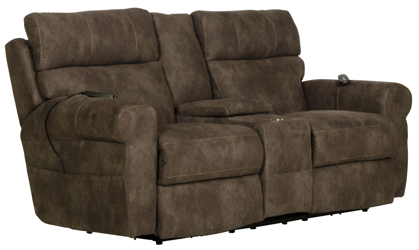 Tranquility - Power Headrest Power Lay Flat Reclining Cons Loveseat With CR3 Heat / Massage / Lumbar - Pewter - Hornell Furniture Outlet