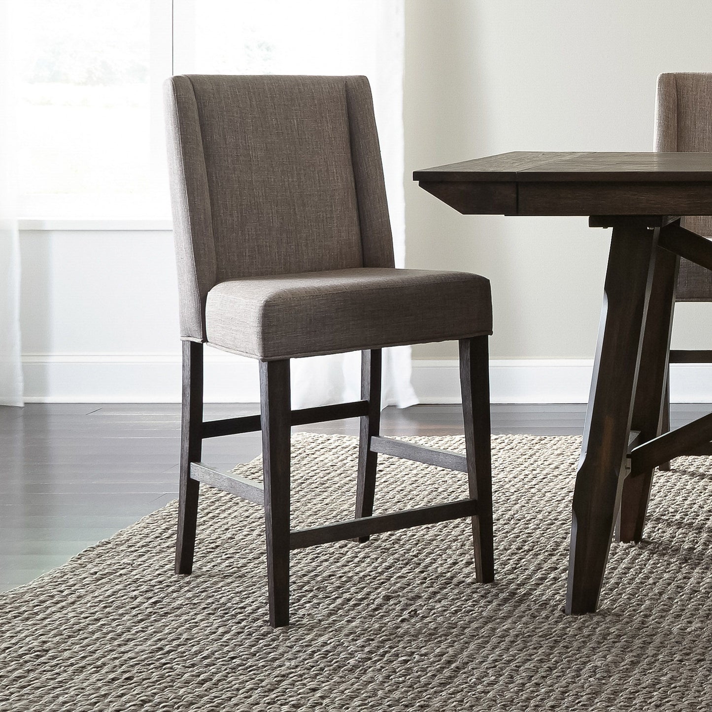 Double Bridge - Upholstered Counter Chair - Dark Brown - Hornell Furniture Outlet