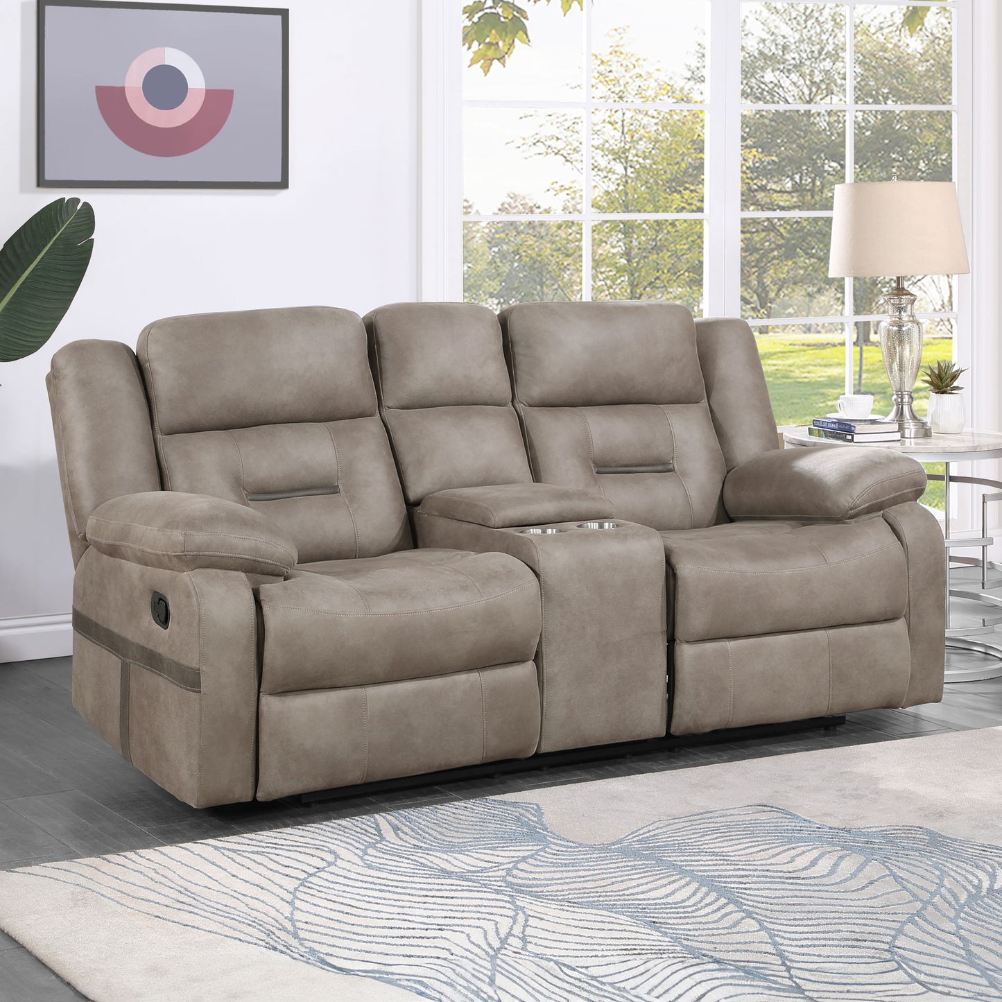 Abilene - Console Manual Loveseat - Tan - Hornell Furniture Outlet