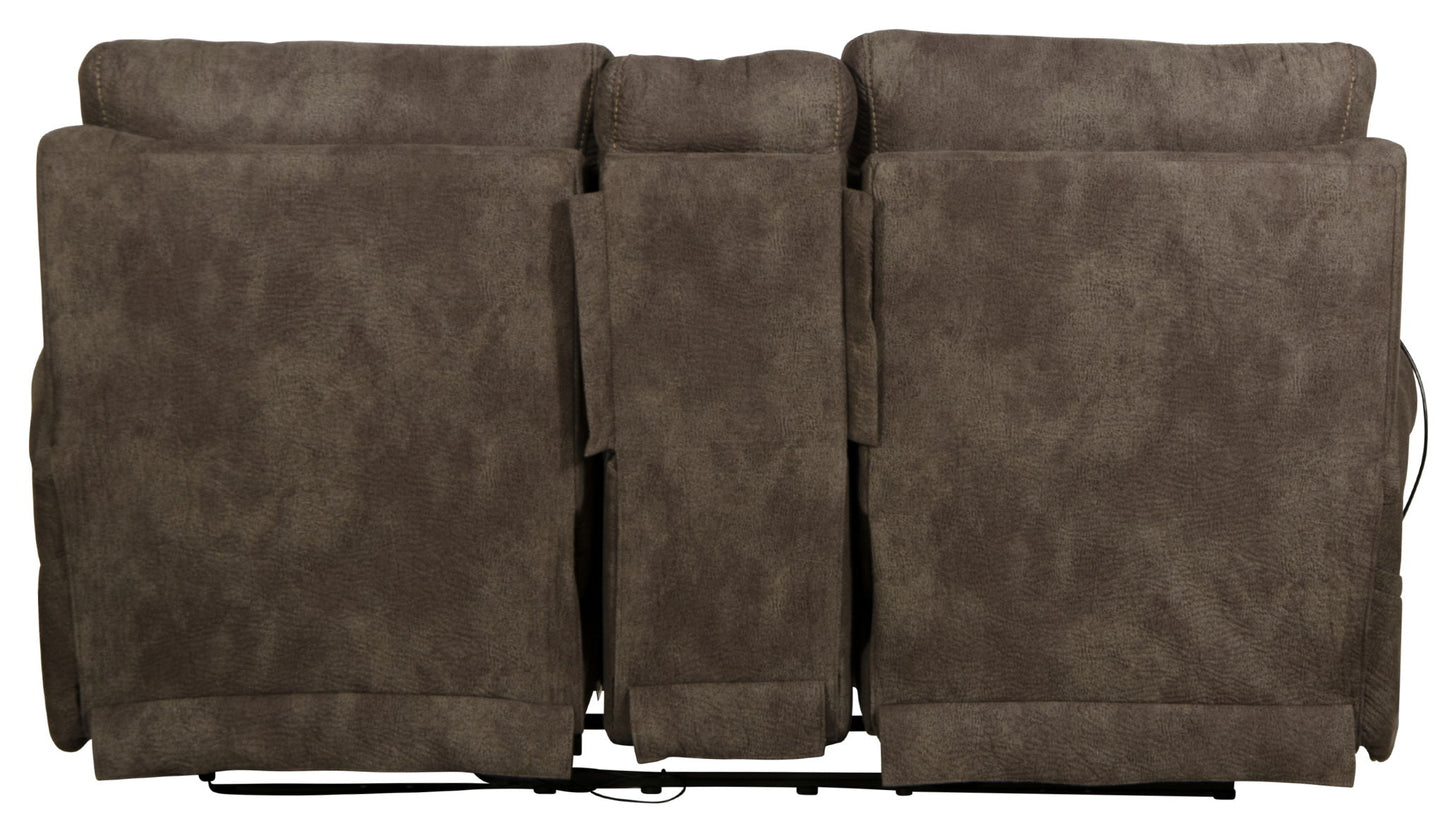 Tranquility - Power Headrest Power Lay Flat Reclining Cons Loveseat With CR3 Heat / Massage / Lumbar - Pewter - Hornell Furniture Outlet