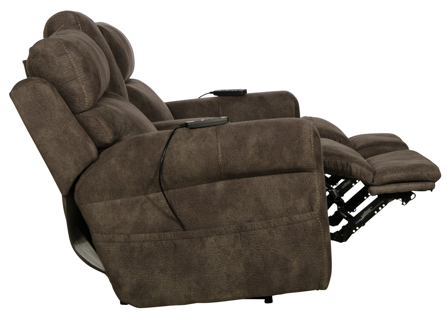 Tranquility - Power Headrest Power Lay Flat Reclining Cons Loveseat With CR3 Heat / Massage / Lumbar - Pewter - Hornell Furniture Outlet