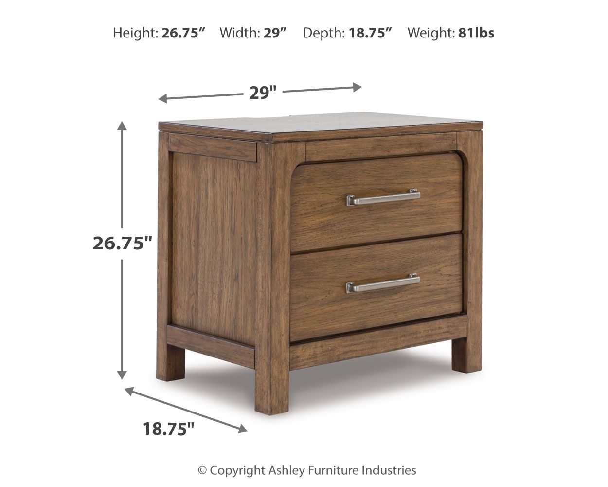 Cabalynn - Light Brown - Two Drawer Night Stand - Hornell Furniture Outlet
