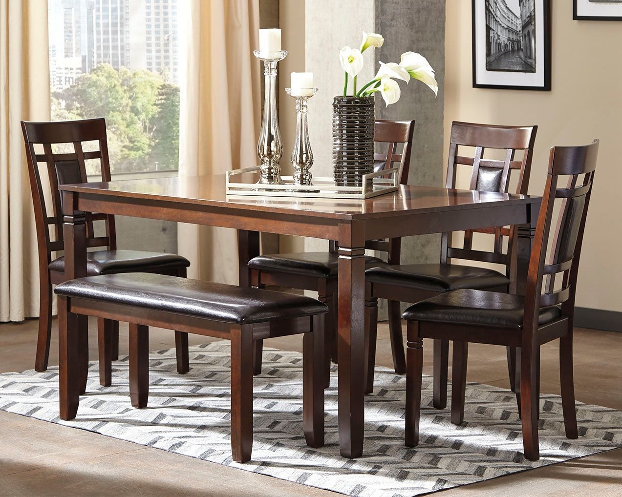 Bennox - Brown - Dining Room Table Set (Set of 6) - Hornell Furniture Outlet