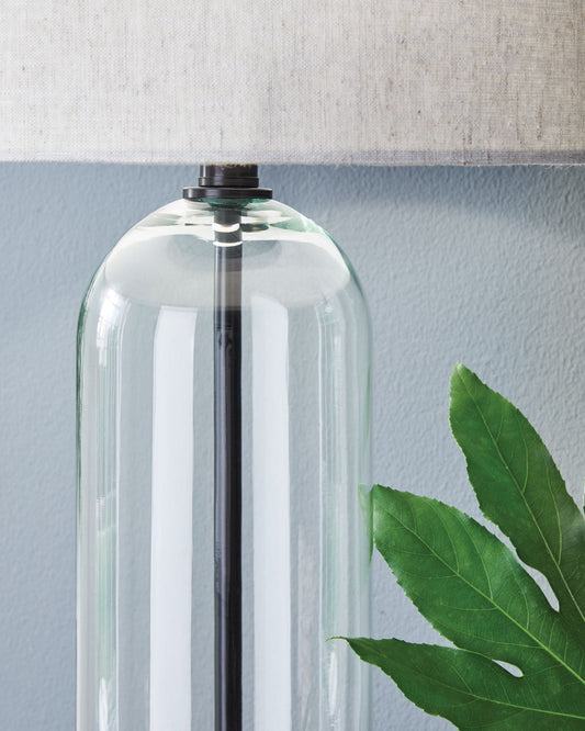 Kerrbrook - Clear / Black - Glass Table Lamp - Hornell Furniture Outlet