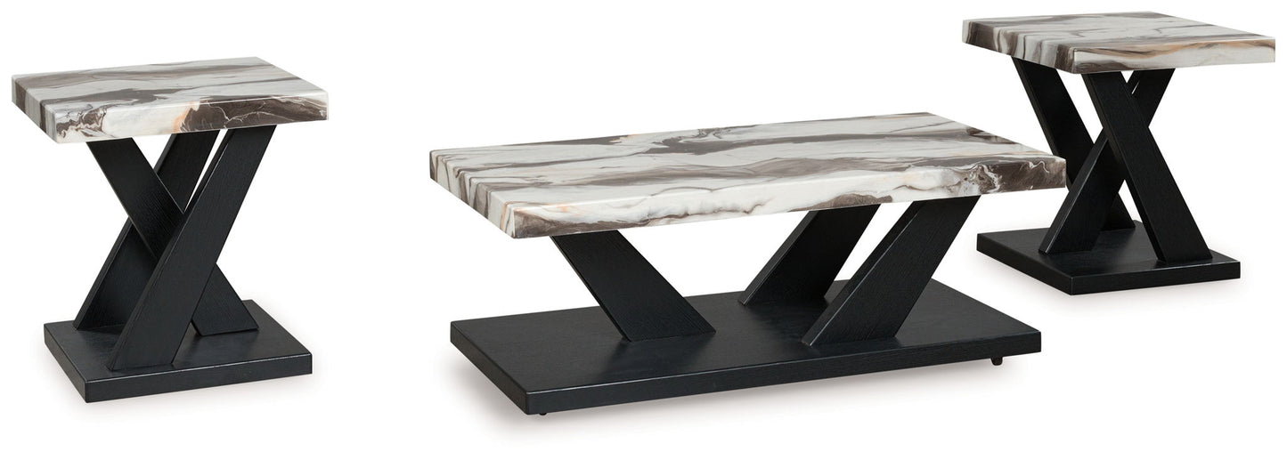 Cendill - Dark Brown / White / Black - Occasional Table Set (Set of 3) - Hornell Furniture Outlet