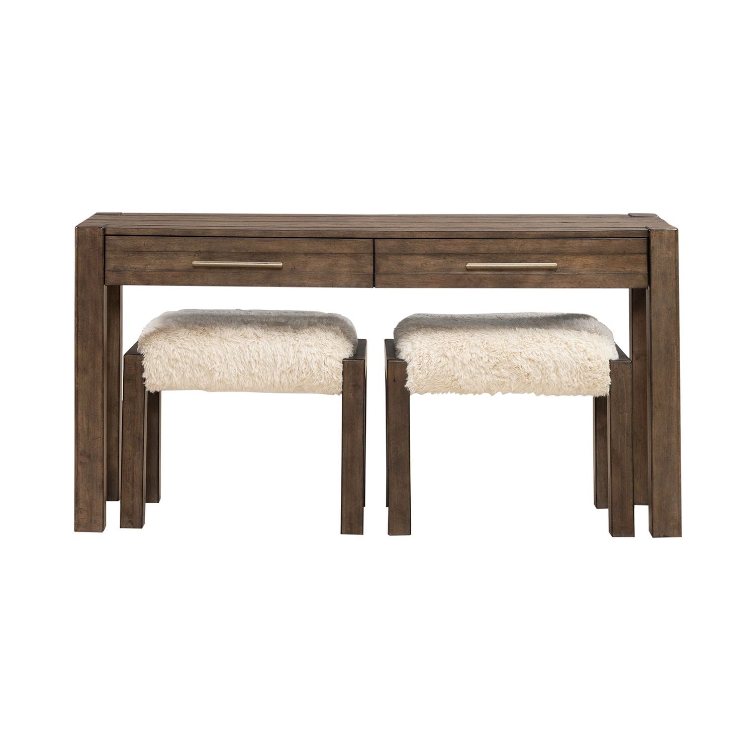 Broadmore - 3 Piece Table Set (1 Console Table 2 Console Stools) - Brown - Hornell Furniture Outlet