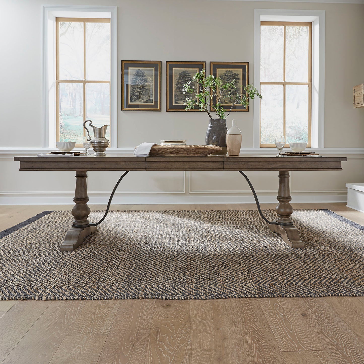Americana Farmhouse - Trestle Table - Dark Brown - Hornell Furniture Outlet