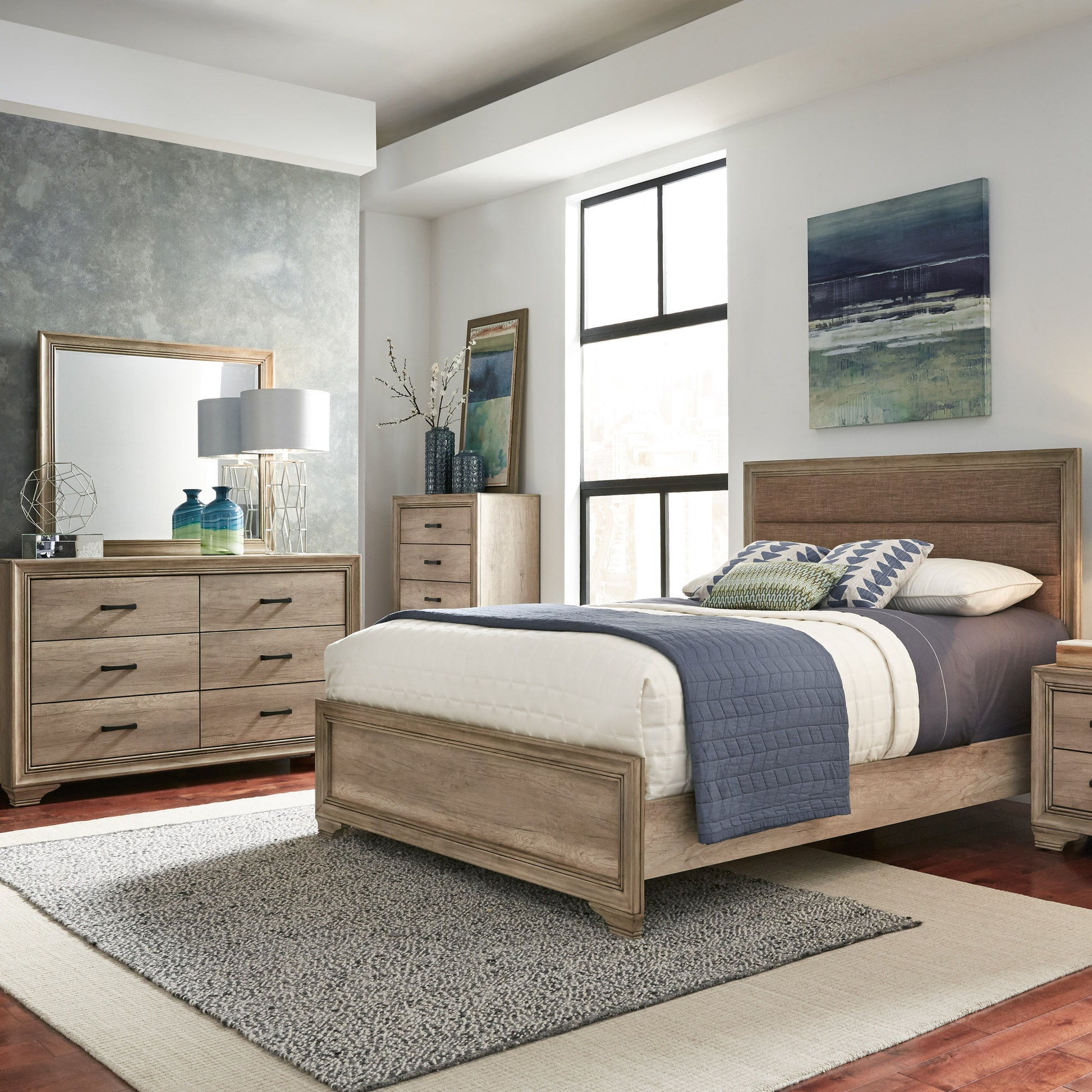 Sun Valley - Upholstered Bed, Dresser & Mirror - Hornell Furniture Outlet