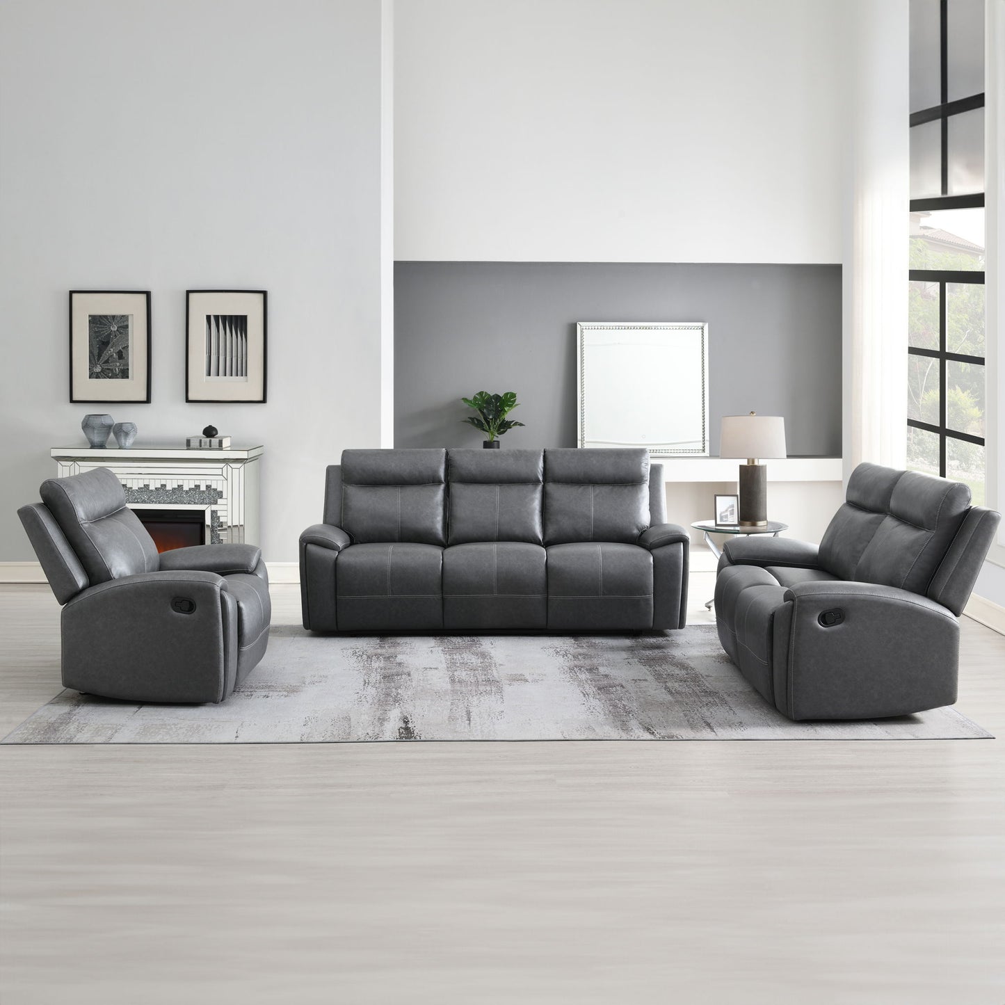 Gaston - Manual Recliner - Gray - Hornell Furniture Outlet